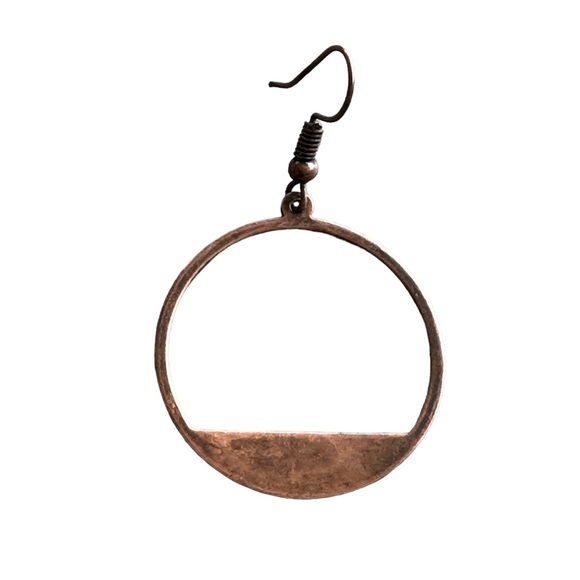 Bronze Cutout Metal Drop Hoop Earrings - Picture 2 of 4